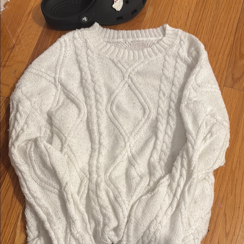 Cozy White Cable Knit Sweater